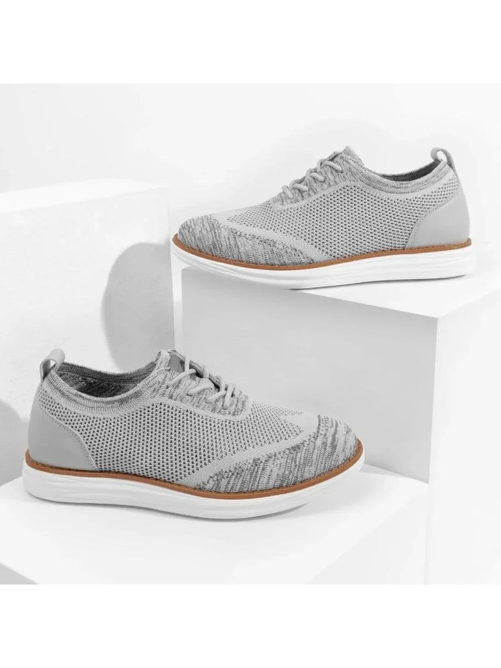 Bruno Marc Men's Grey Rubber Lace up Lightweight Casual Walking Sneakers
